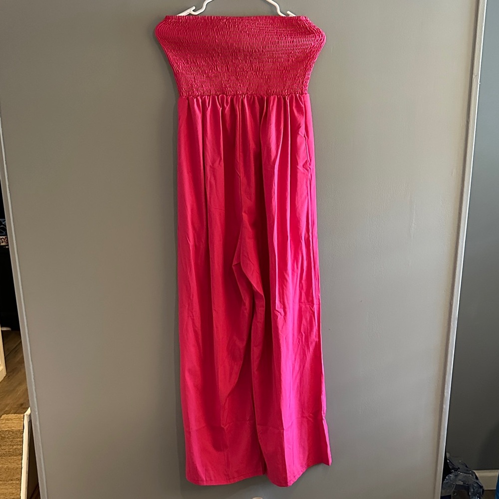 Elegant Pink Strapless Jumpsuit